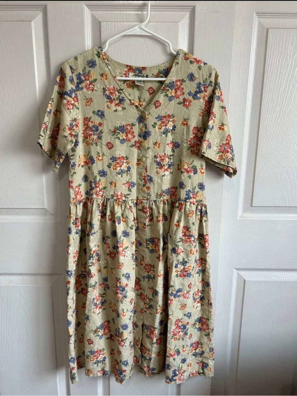 Eddie Bauer Dusty Sage Floral Print Midi Dress